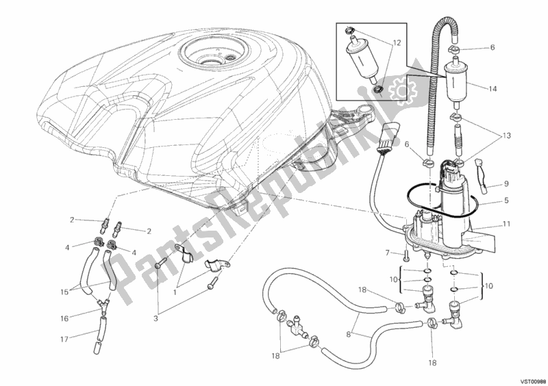 Alle onderdelen voor de Benzine Pomp van de Ducati Superbike 1198 SP 2011